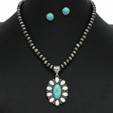 98310, WESTERN CONCHO TURQUOISE WITH NAVAJO BEADED NECKLACE