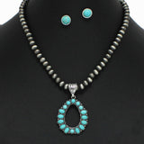 98311, WESTERN TEARDROP TURQUOISE WITH NAVAJO BEADED NECKLACE