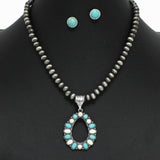 98311, WESTERN TEARDROP TURQUOISE WITH NAVAJO BEADED NECKLACE
