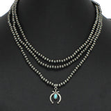 98319, WESTERN DAINTY SQUASH BLOSSOM WITH TRIPLE LAYERED NAVAJO BEADED NECKLACE