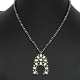 98323, WESTERN SQUASH BLOSSOM TURQUOISE STONE WITH NAVAJO BEADED NECKLACE
