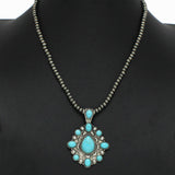 98327, WESTERN TURQUOISE STONE WITH NAVAJO BEADED NECKLACE