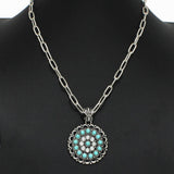 98328, ROUND BUBBLE TURQUOISE STONE PENDANT NECKLACE