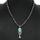 98333, WESTERN OVAL SQUASH BLOSSOM WITH NAVAJO BEADED NECKLACE