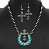98335, WESTERN CROSS ACCENT WITH NAVAJO BEADED NECKLACE