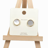 98350, GOLD DIPPED BRASS MOTHER OF PEARL ROUND STUD EARRING