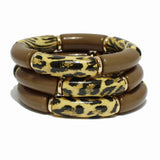 98367, LEOPARD PRINT TUBE MULTI LAYERED STRETCH BRACELET
