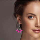 98368, WESTERN OVAL TURQUOISE STONE ACCENT CONCHO EARRING