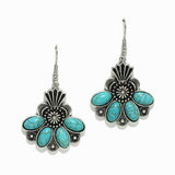 98368, WESTERN OVAL TURQUOISE STONE ACCENT CONCHO EARRING