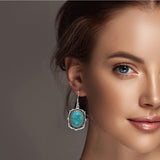 98369, WESTERN OVAL TURQUOISE STONE EARRING