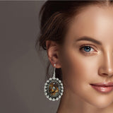 98370, WESTERN BIG OVAL TURQUOISE STONE EARRING