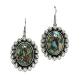 98370, WESTERN BIG OVAL TURQUOISE STONE EARRING