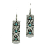 98377, WESTERN TURQUOISE STONE ACCENT RECTANGLE EARRING