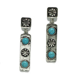 98379, WESTERN CONCHO WITH TURQUOISE ACCENT BAR DANGLE EARRING