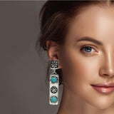 98379, WESTERN CONCHO WITH TURQUOISE ACCENT BAR DANGLE EARRING