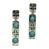 98380, WESTERN CROSS WITH TURQUOISE ACCENT BAR DANGLE EARRING