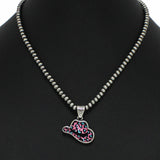 98383, WESTERN LEOPARD COWBOY HAT WITH NAVAJO BEADED NECKLACE