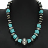 98386, WESTERN SQUARE TURQUOISE STONE NECKLACE