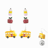 98391, SCHOOL BUS THEME ENAMEL STUD EARRING SET