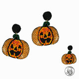 98393, HALLOWEEN PUMPKIN SEED BEADED EARRING