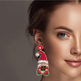98407, CHRISTMAS GNOME SEED BEADED EARRING