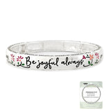 98419"1 THESSALONIANS 5:16-18" ENAMEL ENGRAVED STRETCH BRACELET