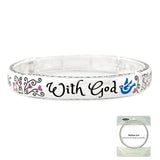 98419"MATTHEW 19:26" ENAMEL ENGRAVED STRETCH BRACELET