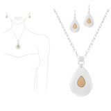 98421, TEARDROP TEXTURED PENDANT NECKLACE