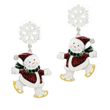 98427, ENAMEL GLITTER CHRISTMAS SNOWMAN EARRING