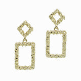98432, GOLD DIPPED BRASS, GEOMETRIC TEXTURED DANGLE EARRING