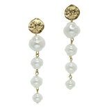 98437, GOLD DIPPED BRASS, FRESHWATER PEARL DROP DANGLE EARRING