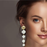 98437, GOLD DIPPED BRASS, FRESHWATER PEARL DROP DANGLE EARRING