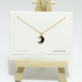 98446, 14K GOLD DIPPED, DAINTY CRESCENT MOON CHARM NECKLACE
