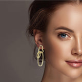 98453, GOLD DIPPED BRASS, GEOMETRIC CUTOUT DANGLE EARRING