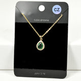 98464, TEARDROP CUBIC ZIRCONIA PENDANT NECKLACE