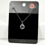 98464, TEARDROP CUBIC ZIRCONIA PENDANT NECKLACE
