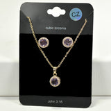 98465, ROUND CUBIC ZIRCONIA PENDANT NECKLACE SET