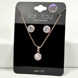 98465, ROUND CUBIC ZIRCONIA PENDANT NECKLACE SET
