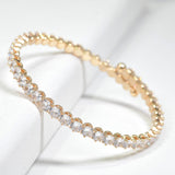 98469, ROUND CUBIC ZIRCONIA ACCENT OPEN CUFF BRACELET