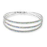 98470, 3 ROW PAVE RHINESTONE OPEN CUFF BRACELET