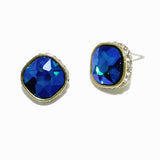 98481, SQUARE STUD WITH SIDE SMALL STONE EARRING