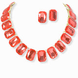98490, RECTANGLE GEOMETRIC RHINESTONE NECKLACE