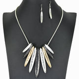 98495, GEOMETRIC HAMMERED METAL SLIDE NECKLACE