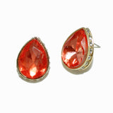 98497, MEDIUM SIZE, TEARDROP RHINESTONE STUD EARRING