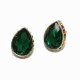 98497, MEDIUM SIZE, TEARDROP RHINESTONE STUD EARRING
