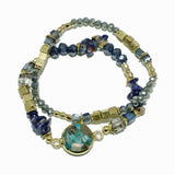 98503, ROUND SEMI PRECIOUS STONE MULTI LAYERED BEADED STRETCH BRACELET