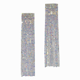 98506, PAVE RHINESTONE TASSEL DROP EARRING