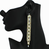 98508, RHINESTONE TASSEL DROP EARRING