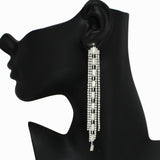 98508, RHINESTONE TASSEL DROP EARRING