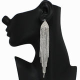 98509, PAVE RHINESTONE TASSEL DROP EARRING